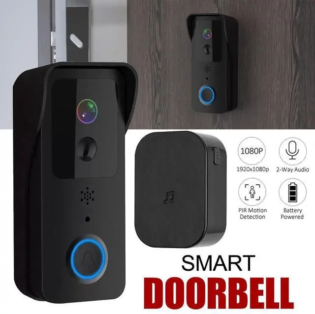 Alt view image 6 of 7 - 5G WiFi Smart Doorbell Wireless Video Security Camera Door Bell Intercom -Black