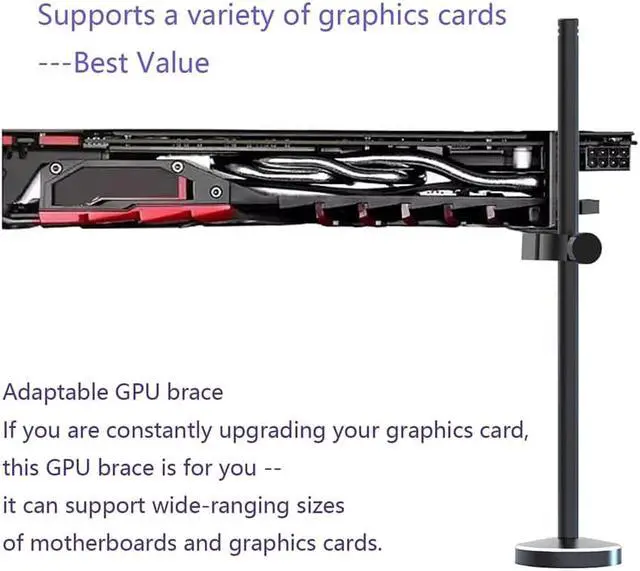 Alt view image 2 of 7 - Graphics card GPU bracket support, graphics card sag bracket, GPU bracket, anodized aircraft aluminum (black)