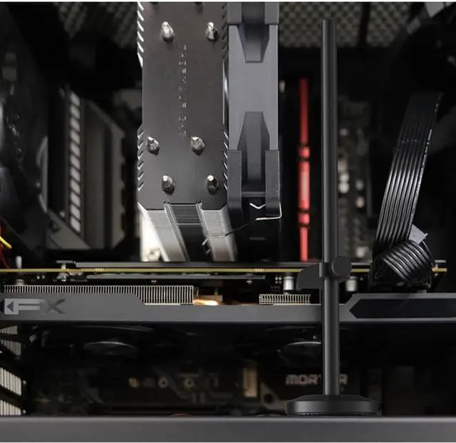 Alt view image 7 of 7 - Graphics card GPU bracket support, graphics card sag bracket, GPU bracket, anodized aircraft aluminum (black)