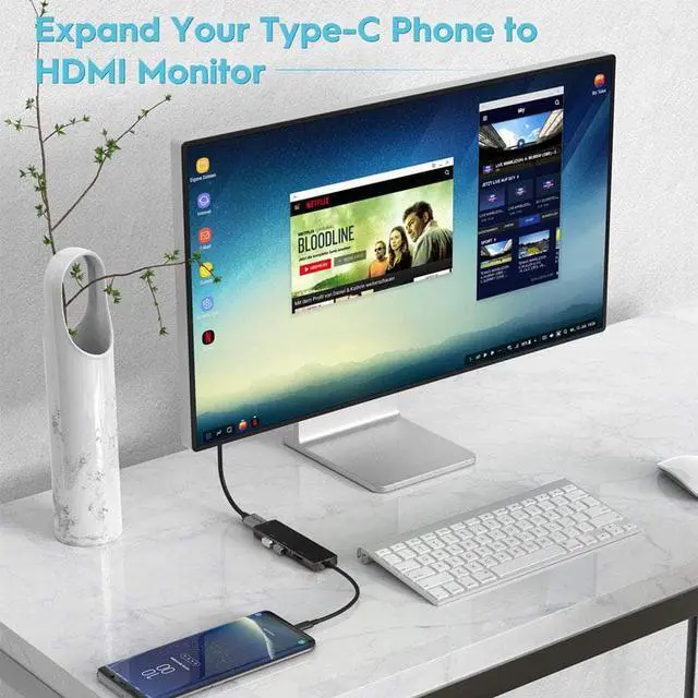 Alt view image 6 of 6 - USB C Hub Multiport Adapter, 5 in 1 USB-C to HDMI Adapter with HDMI 4K@30Hz, USB 3.0 Fast Data Transfer SD/TF Card Reader, USB C Docking Station for Apple MacBook Air, MacBook Pro