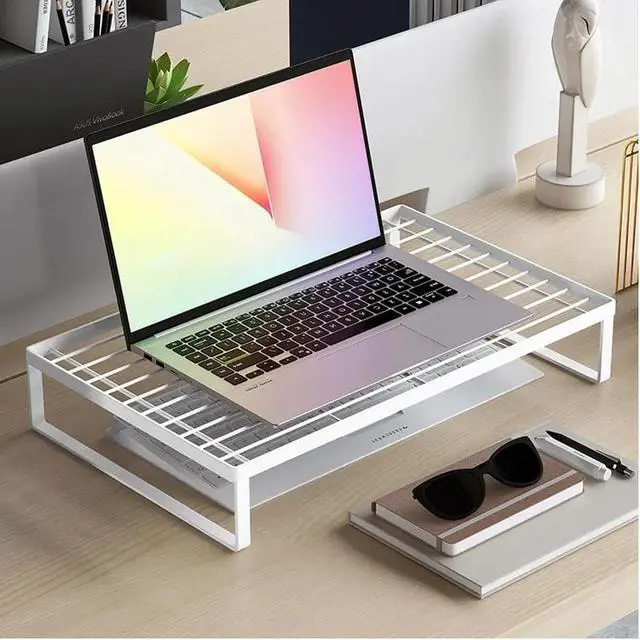Main image of Monitor Stand Riser Laptop Stand Printer Riser Desk Vented Monitor Stand 4.7" Tall Office Supplies - White