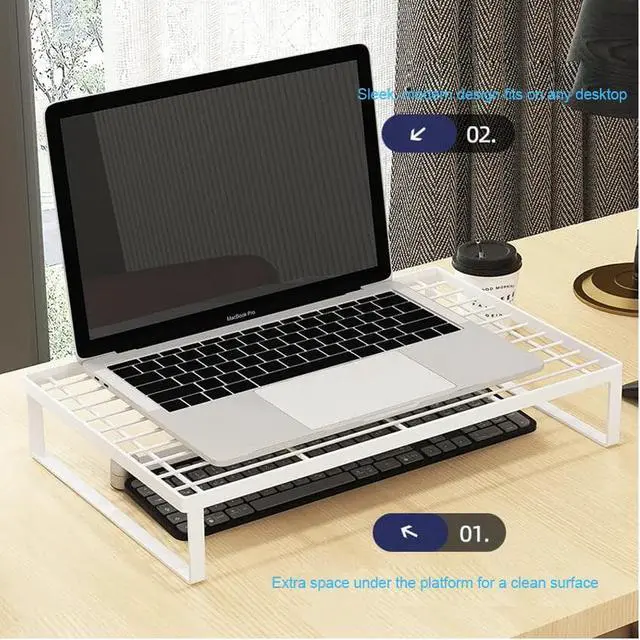 Alt view image 4 of 7 - Monitor Stand Riser Laptop Stand Printer Riser Desk Vented Monitor Stand 4.7" Tall Office Supplies - White