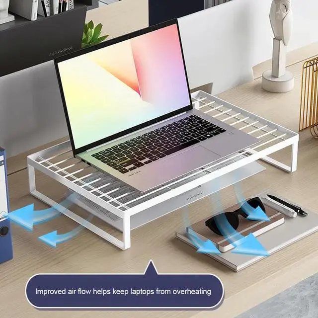 Alt view image 3 of 7 - Monitor Stand Riser Laptop Stand Printer Riser Desk Vented Monitor Stand 4.7" Tall Office Supplies - White