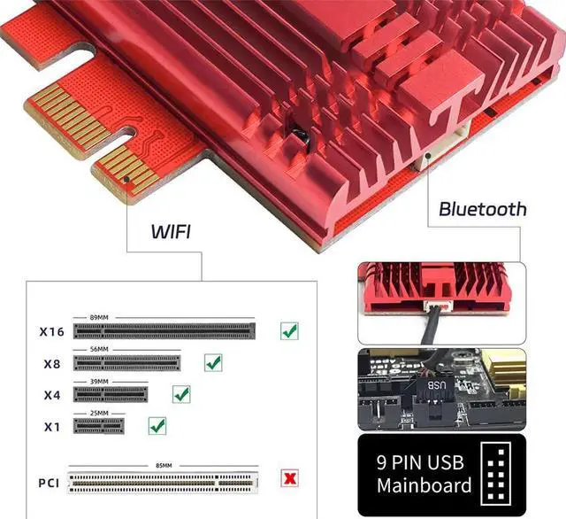 Alt view image 5 of 7 - PCIE WiFi Card AXE5400 WiFi 6E PCIe Card for Desktop PC, Bluetooth 5.2 PCI-E Wireless WiFi Network Adapter Card, WiFi Adapter with MU-MIMO, Ultra-Low Latency, Supports Windows 11/10 (64bit)