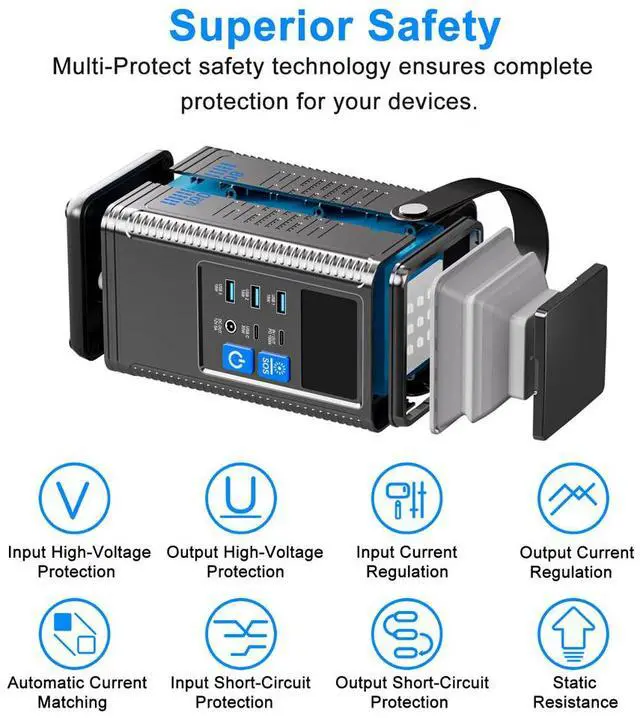 Alt view image 6 of 7 - Jicheng PD 100W Power Station 296Wh Power Bank Power Station 80000mAh Portable Outdoor Generator For Outdoor Energy Storage Supply Travel, Camping