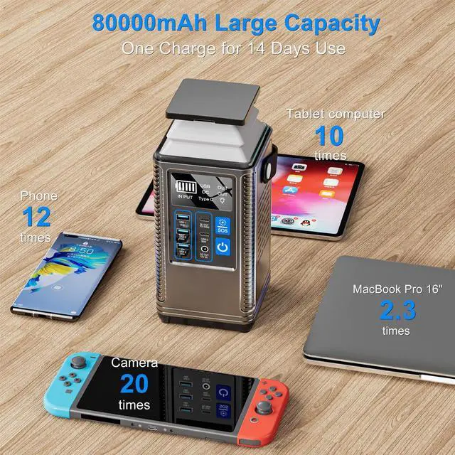Alt view image 7 of 7 - Jicheng PD 100W Power Station 296Wh Power Bank Power Station 80000mAh Portable Outdoor Generator For Outdoor Energy Storage Supply Travel, Camping