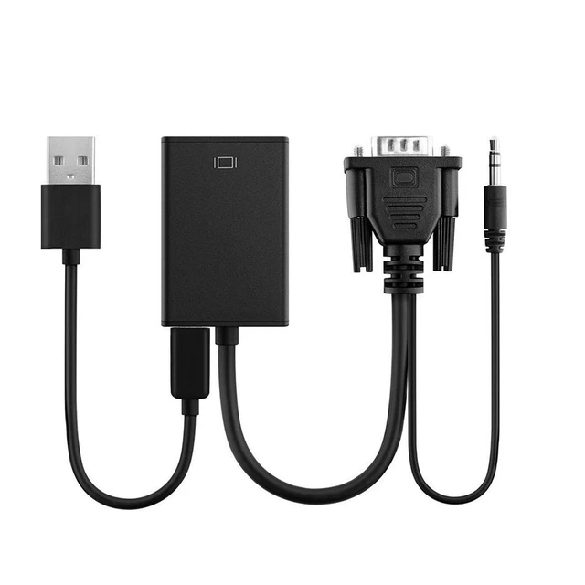 Main image of Jicheng VGA to HD IN & HD OUT Converter Adapter HD 1080P Video Audio Cable Adapter w/ USB 3.5mm Plug For HDTV TV Projector Laptop