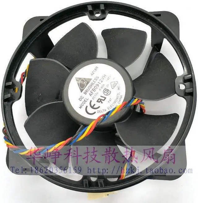 Alt view image 3 of 3 - Delta Electronics AFB0912VH -4E91 DC 12V 0.60A 95X95X25mm 4-wire Server Cooling  Fan