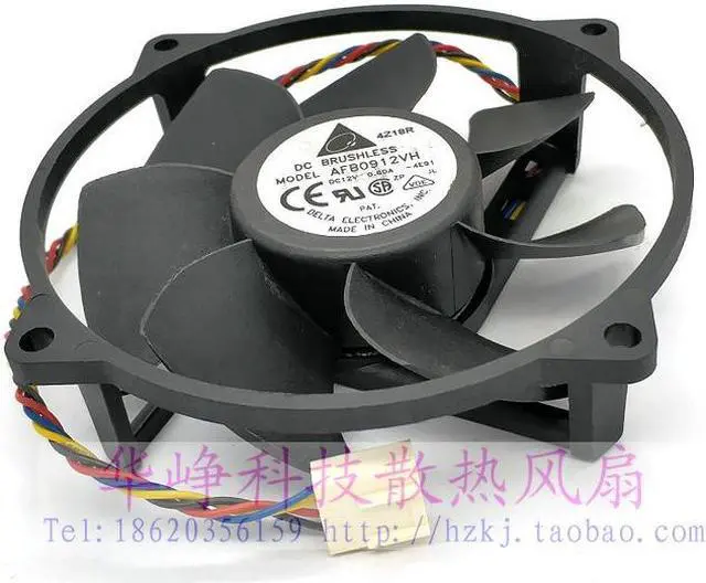 Alt view image 2 of 3 - Delta Electronics AFB0912VH -4E91 DC 12V 0.60A 95X95X25mm 4-wire Server Cooling  Fan
