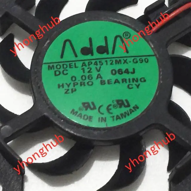 Alt view image 3 of 4 - ADDA AP4512MX-G90 DC 12V 0.06A 45x45x8mm 2 wire Server Cooling  Fan