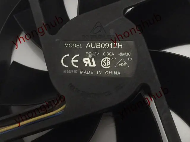 Alt view image 3 of 4 - Delta AUB0912H 8M30 Server Cooling Fan DC 12V 0.30A 90x90x25mm