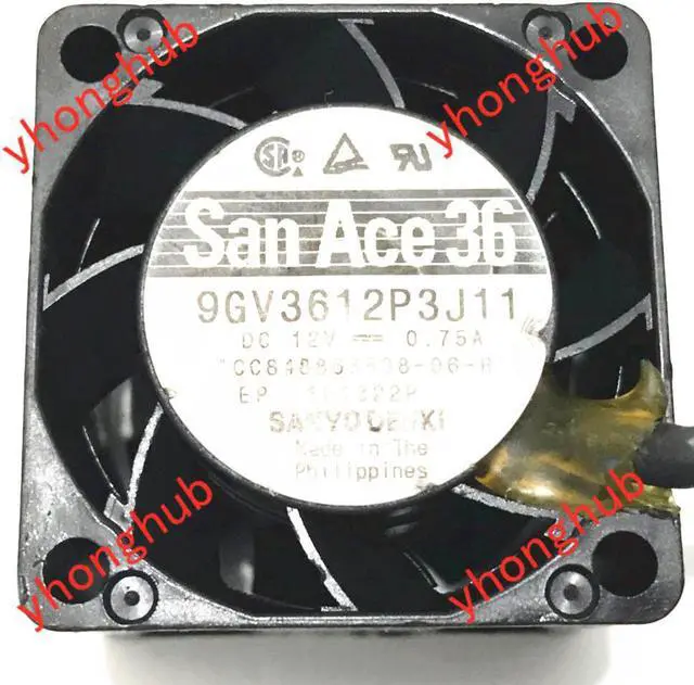 Alt view image 3 of 4 - Denki 9GV3612P3J11 DC 12V 0.75A 36x36x28mm 4-Wire Server Cooling Fan