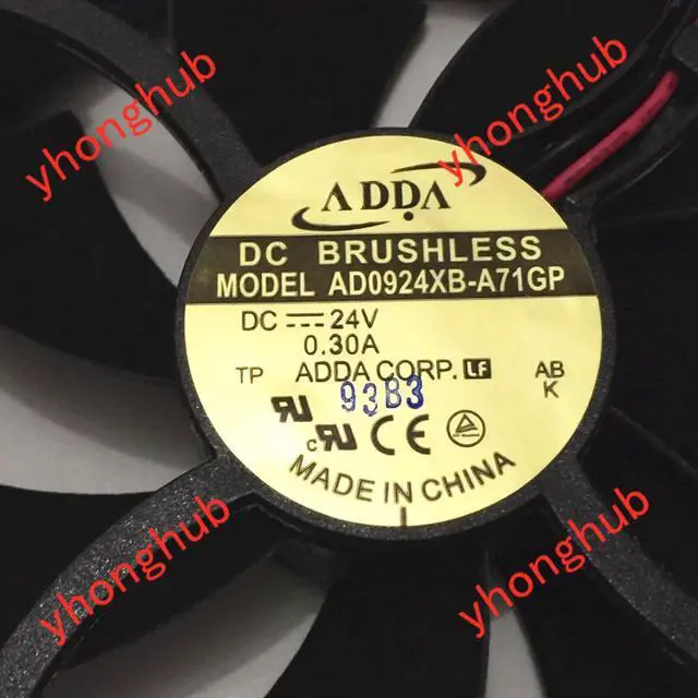 Alt view image 3 of 4 - ADDA AD0924XB-A71GP DC 24V 0.30A 92x92x25mm 2-wire Server Cooling  Fan