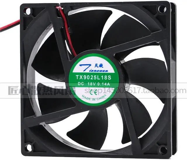 Main image of Tianxuan TX9025L18S DC 18V 0.14A 90x90x25mm 2-Wire Server Cooling Fan