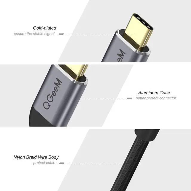 Alt view image 5 of 7 - QGeeM USB C to HDMI Adapter 4K Cable, USB Type-C to HDMI Adapter [Thunderbolt 3 Compatible] MacBook Pro 2018/2017, Samsung Galaxy S9/S8, Surface Book 2, Dell XPS 13/15, Pixelbook More
