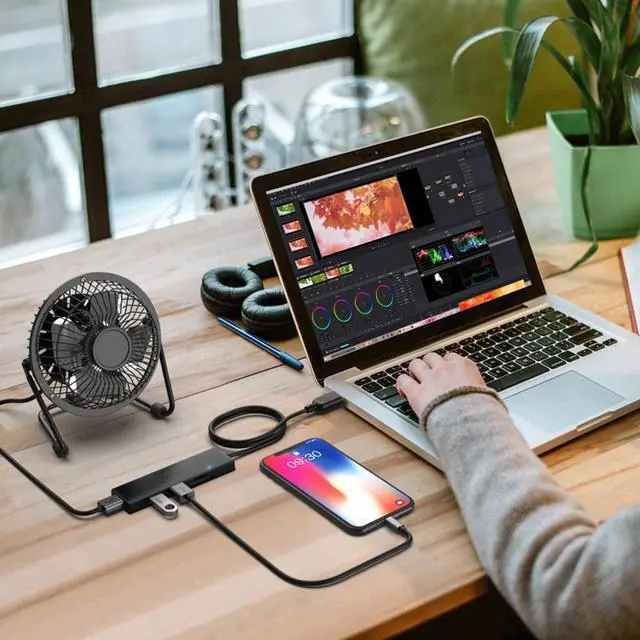 Alt view image 7 of 7 - USB 3.0 Hub, QGeeM 5 in 1 USB Hub for Laptop 2.5Ft Extended Cable Hub 5-Port USB 3.0&SD&TF Card Reader Hub Compatible with MacBook Air, MacBook,iMac, Surface Pro, Ultra-Slim Data USB Hub