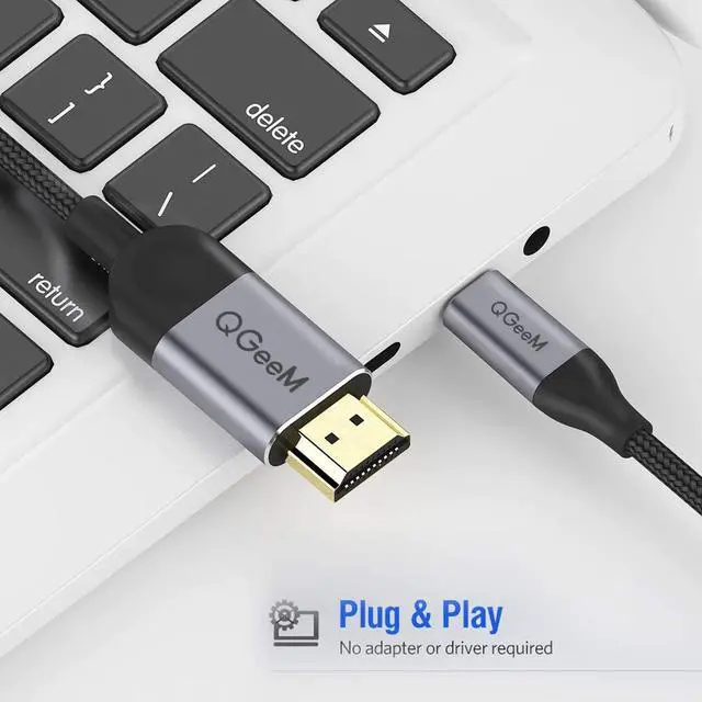 Alt view image 3 of 7 - USB C to HDMI Cable Adapter 6ft 4K,QGeeM USB Type C to HDMI Cable Thunderbolt 3 Compatible with MacBook Pro 2017-2020 IPad pro,Samsung S9 S10,Surface Book 2,Dell XPS 13/15,Pixelbook More Gray