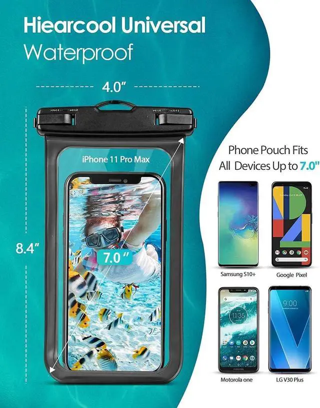 Alt view image 3 of 7 - Waterproof Phone Pouch, Waterproof Phone Case for iPhone 15 14 13 12 Pro Max XS Samsung, IPX8 Cellphone Dry Bag Beach Essentials 2Pack Light Blue