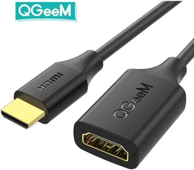 Main image of QGeeM mini HDMI to HDMI adapter converter easily converts mini HDMI 2.0 port on your laptop, camcorder, camera, or even some tablet to a standard HDMI Type A interface on TV, portable monitor