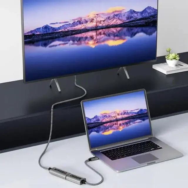 Alt view image 3 of 6 - USB C to Displayport Cable QGeeM Type C to DP 1.4 Convertor 8K60Hz 4K165Hz Compatible with Thunderbolt 3/4 and More USB C Device