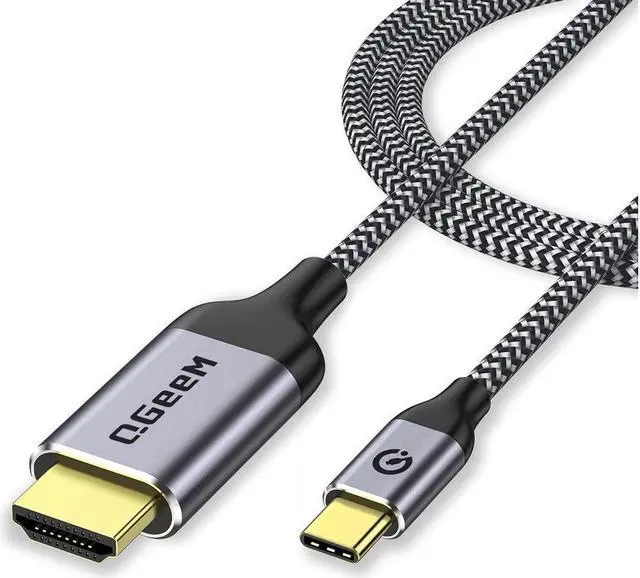 Main image of QGeeM USB C to HDMI Cable Adapter,QGeeM 10ft Braided 4K@60Hz Cable Adapter(Thunderbolt 3 Compatible) Compatible with iPad Pro,MacBook Pro 2018 iMac, Pixel,Galaxy S9 Note9 S8 Surface Book 4 ft.