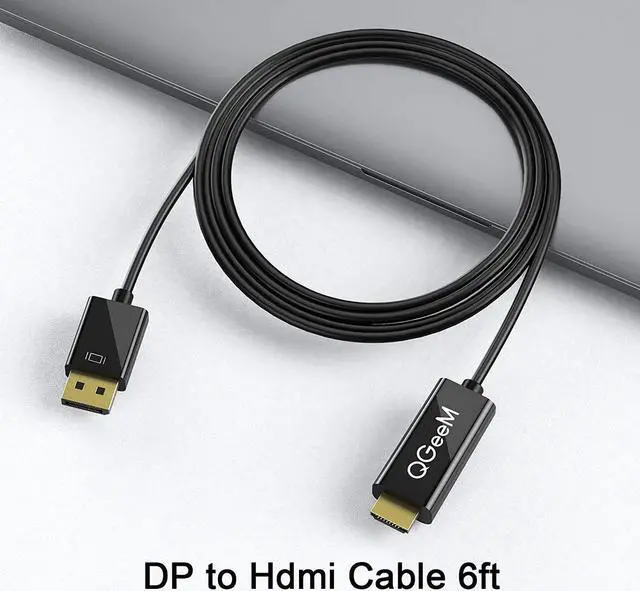 Alt view image 2 of 7 - QGEEM Displayport to HDMI Cable 6FT, Display Port (DP) to HDMI Adapter Male to Male Cord Converter for PC to HDTV, Monitor, Projector