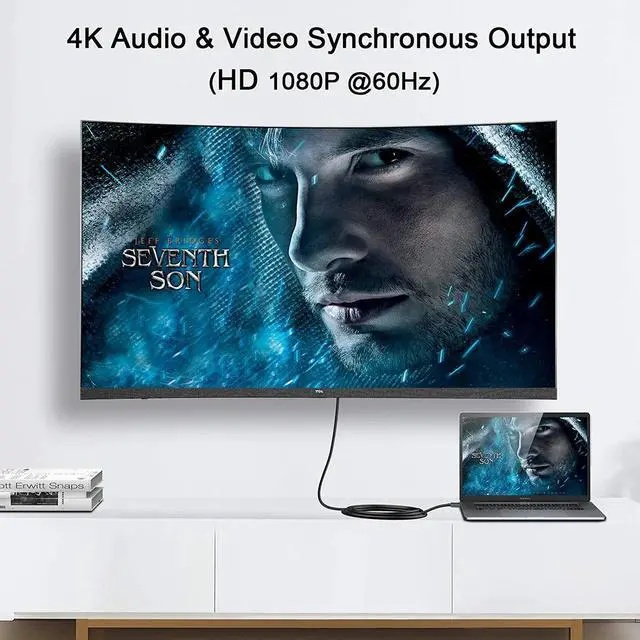 Alt view image 4 of 7 - QGEEM Displayport to HDMI Cable 6FT, Display Port (DP) to HDMI Adapter Male to Male Cord Converter for PC to HDTV, Monitor, Projector