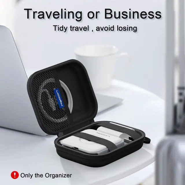 Alt view image 3 of 7 - UCOMX Travel Case for 3 in 1 Wireless Charger,Hard EVA Carrying Charger Case,Portable Storage Waterproof Bag with Zipper,Soft Durable Pouch Bag for Foldable Wireless Charger,Adapter,Cable(Box Only)