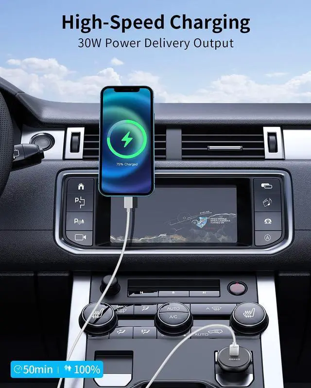 Alt view image 3 of 6 - USB C Car Charger Adapter,QGeeM 30W Super Mini Type C Power Delivery PD Fast Car Charger Compatible for iPhone12/12 Pro Max/12 Mini/iPhone 11/Pro Max/XR/XS/Max/8/8P,iPad Pro,MacBook,AirPods