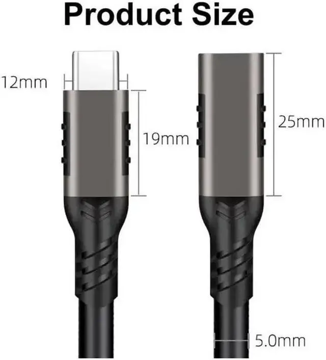 Alt view image 3 of 7 - USB C Extension Cable, 20Gbps/USB 3.2 Transfer USB Type C Extender 100W/5A Fast Charging Compatible for Thunderbolt 3/4 MacBook Pro and more USB C devices