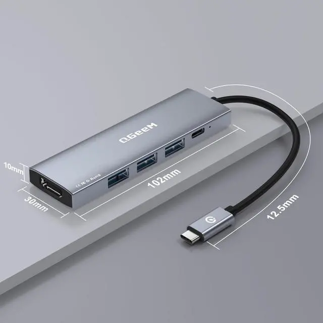 Alt view image 6 of 6 - QGeeM USB C Hub 5 in 1 Multi-Port Digital AV Adapter 4K HDMI, 100W Power Delivery, 3 USB-A Data Ports, USB C Dongle for MacBook Pro/Air, iPad Pro, iMac, iPhone 15 Pro/Pro Max, XPS, Thinkpad and More.