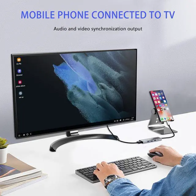 Alt view image 4 of 6 - QGeeM USB C Hub 5 in 1 Multi-Port Digital AV Adapter 4K HDMI, 100W Power Delivery, 3 USB-A Data Ports, USB C Dongle for MacBook Pro/Air, iPad Pro, iMac, iPhone 15 Pro/Pro Max, XPS, Thinkpad and More.