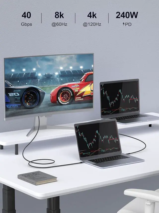 Alt view image 2 of 7 - QGeeM USB C to USB C Cable,USB4,40Gbps Data Transmmision,PD 240W Fast Charging,Supports 8K/4K Viedio,Compatible with iPhone 15/ipad Air 4/MacBook Pro/Air,Samsung/Thunderbolt 3/4-1m