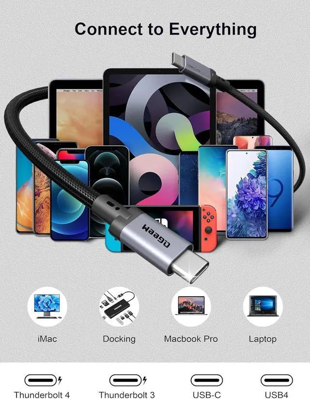 Alt view image 3 of 7 - QGeeM USB C to USB C Cable,USB4,40Gbps Data Transmmision,PD 240W Fast Charging,Supports 8K/4K Viedio,Compatible with iPhone 15/ipad Air 4/MacBook Pro/Air,Samsung/Thunderbolt 3/4-1m