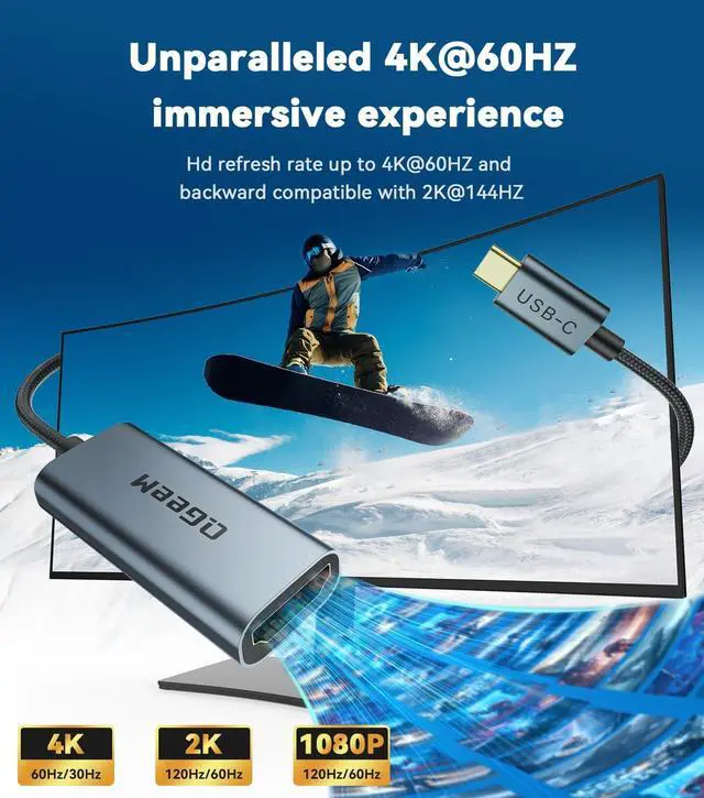 Alt view image 5 of 7 - QGeeM USB C to HDMI Adapter 4K@60Hz,Thunderbolt 3/4 to HDMI Adapter,Compatible for MacBook Pro/Air,iPhone16/15 Pro Max Plus,iPad Mini Air,Dell XPS,Galaxy S24Ultra