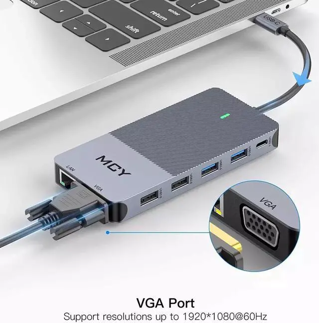 Alt view image 3 of 7 - QGeeM USB C Hub,12 in 1 USB C Laptop Docking Station Dual Monitor,Triple Display USB Type C Adapter Dock With 4K Dual HDMI,VGA,100W PD,Ethernet,4USB,SD/TF, Compatible with MacBook and Windows