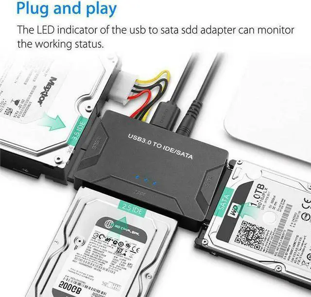 Alt view image 2 of 7 - USB 3.0 to Hard Drive Converter Cable USB 3.0 to IDE SATA Adapter 2.5" 3.5" SATA IDE SSD Hard Drive Disks Support 6TB USB 3.0 to IDE & SATA Converter External Hard Drive Adapter Kit 2.5"/3.5" Cable