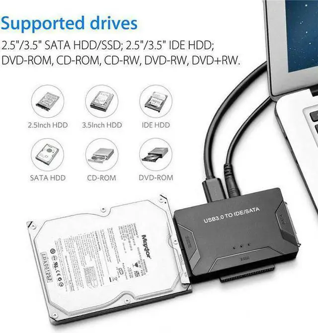 Alt view image 3 of 7 - USB 3.0 to Hard Drive Converter Cable USB 3.0 to IDE SATA Adapter 2.5" 3.5" SATA IDE SSD Hard Drive Disks Support 6TB USB 3.0 to IDE & SATA Converter External Hard Drive Adapter Kit 2.5"/3.5" Cable