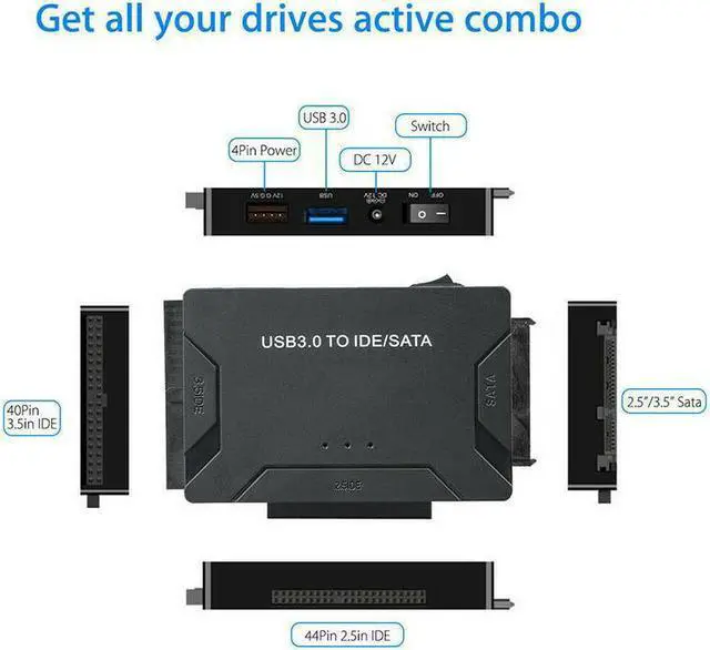 Alt view image 4 of 7 - USB 3.0 to Hard Drive Converter Cable USB 3.0 to IDE SATA Adapter 2.5" 3.5" SATA IDE SSD Hard Drive Disks Support 6TB USB 3.0 to IDE & SATA Converter External Hard Drive Adapter Kit 2.5"/3.5" Cable