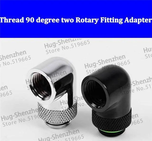 Main image of Black Silver G1/4''thread 90 degree two Rotary Fitting Adapter Rotating 90 degrees water cooling Adaptors TWT90S-V2