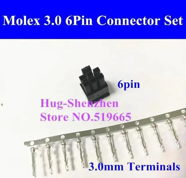 Main image of Wholesale 100X Molex 3.0mm 2*3pin 6 Pin 6pin 43645-0600 Male Power Connector Housing Black Plastic Shell with 600 terminals pin