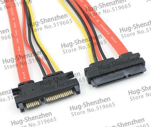Alt view image 2 of 5 - 5pcs 22PIN 15+7 PIN Male To Female SERIAL ATA SATA HDD Data POWER EXTENSION M/F Wire CABLE