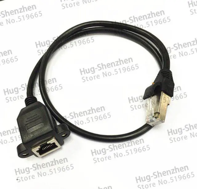 Alt view image 2 of 4 - (5pieces/lot) 1M Ethernet LAN RJ45 Network connector female Jack with ear screw holes to male Plug adapter Cable