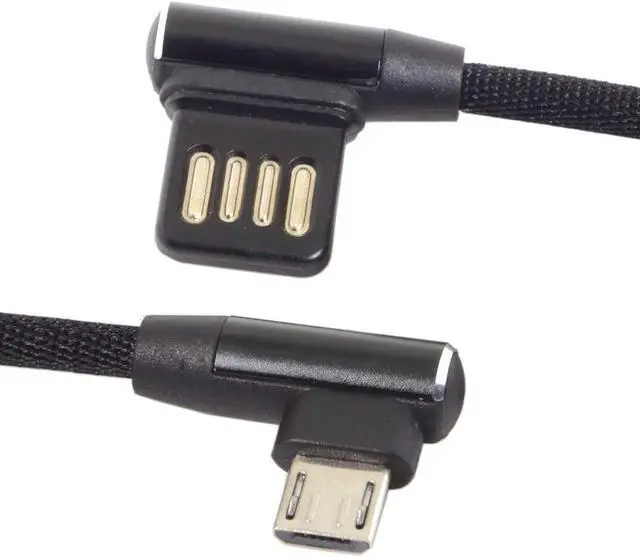 Main image of Left Right Angled 90 Degree USB 2.0 Data Cable with Sleeve for Tablet & Phone 15cm to Micro USB 5Pin