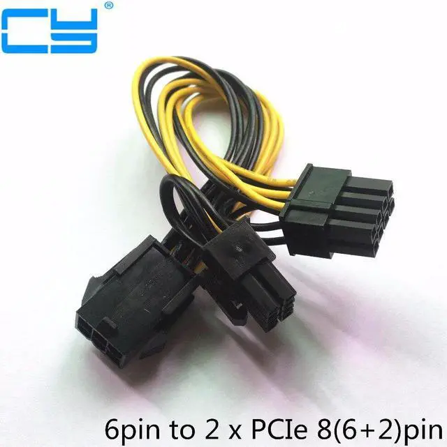 Alt view image 4 of 5 - 10pcies/lot Molex 6 pin PCI Express to 2 x PCIe 8 (6+2) pin Motherboard Graphics Video Card PCI-e VGA Splitter Hub Power Cable