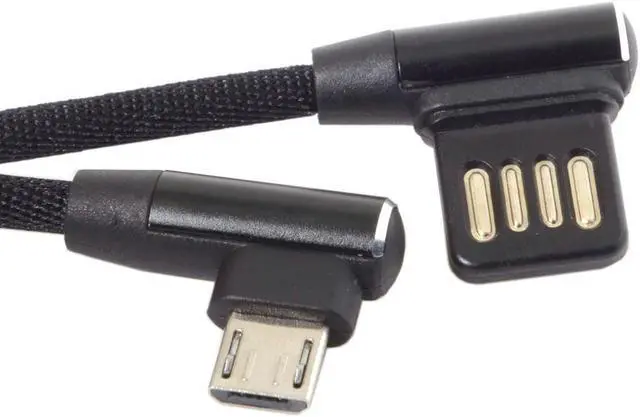 Alt view image 2 of 4 - Left Right Angled 90 Degree USB 2.0 Data Cable with Sleeve for Tablet & Phone 15cm to Micro USB 5Pin