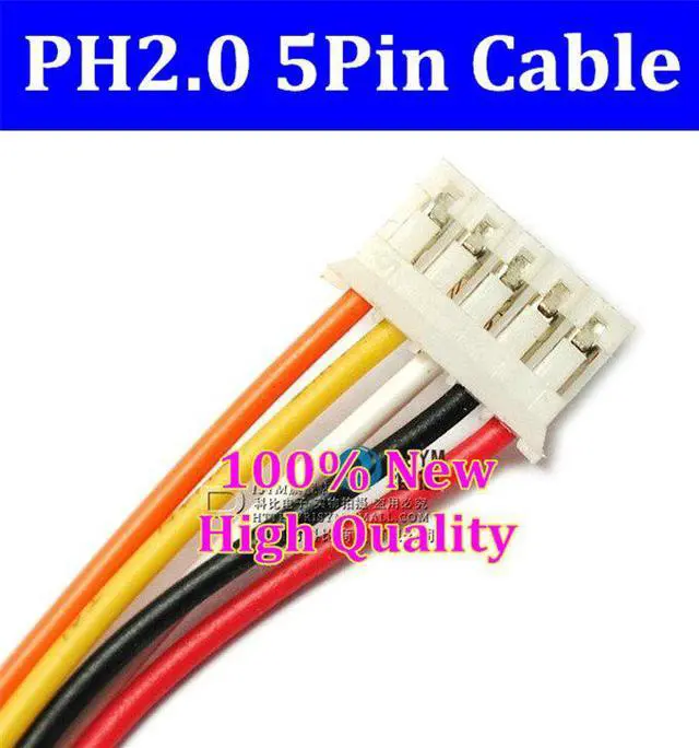 Main image of 100pcs/lot  JST 2.0mm PH2.0 PH 2.0 5pin PH-5p connector with cable 100mm wire 24AWG