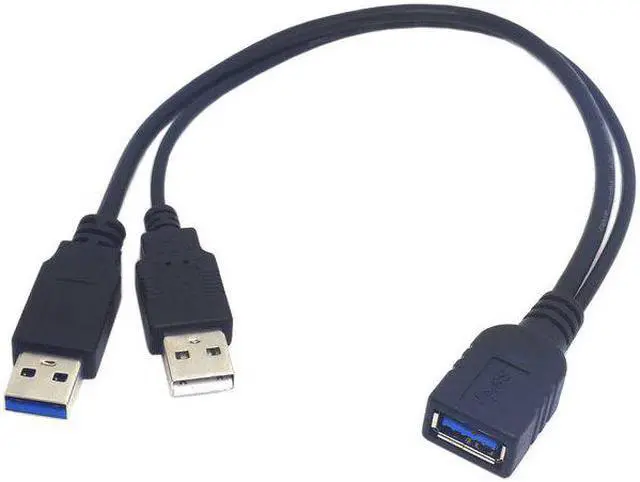 Alt view image 2 of 4 - CYDZ -Cable CY Black USB 3.0 Female to Dual USB Male Extra Power Data Y Extension Cable for 2.5" Mobile Hard Disk