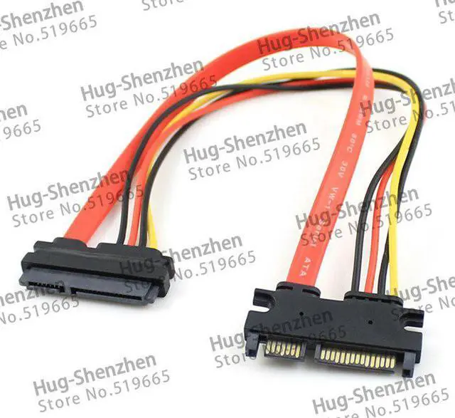 Alt view image 5 of 5 - 5pcs 22PIN 15+7 PIN Male To Female SERIAL ATA SATA HDD Data POWER EXTENSION M/F Wire CABLE