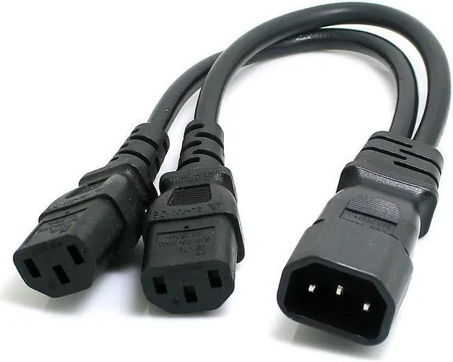 Main image of CYSM CY Single C14 to Dual 5-15R Short Power Y Type Splitter Adapter Cable Cord
